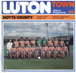 Programme: Luton Town FC vs Notts County (1st Oct 1977)