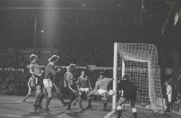 Paul Price cannot squeeze the ball in at the near post