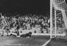 Ron Futcher signals a goal