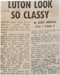 Match Report: Luton Town FC vs Fulham (15th Oct 1977)