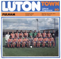 Programme: Luton Town FC vs Fulham (15th Oct 1977)