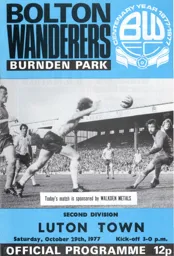 Programme: Bolton Wanderers vs Luton Town FC (29th Oct 1977)