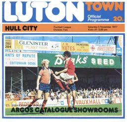 Programme: Luton Town FC vs Hull City (5th Nov 1977)