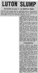 Match Report: Mansfield Town vs Luton Town FC (12th Nov 1977)