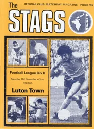 Programme: Mansfield Town vs Luton Town FC (12th Nov 1977)
