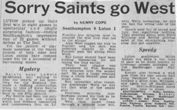 Match Report: Southampton vs Luton Town FC (10th Dec 1977)