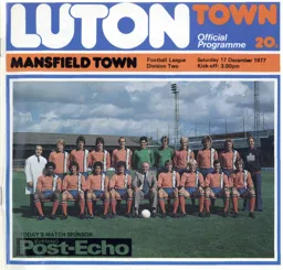 Programme: Luton Town FC vs Mansfield Town (17th Dec 1977)