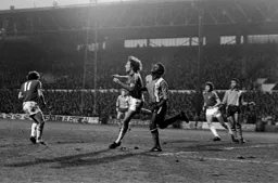 Ricky Hill beaten to the ball