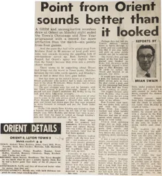 Match Report: Orient vs Luton Town FC (2nd Jan 1978)