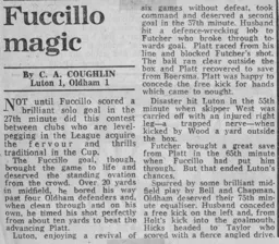 Match Report: Luton Town FC vs Oldham Athletic (7th Jan 1978)