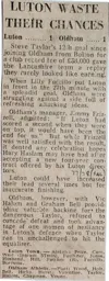 Match Report: Luton Town FC vs Oldham Athletic (7th Jan 1978)