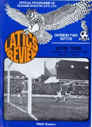 Programme: Oldham Athletic vs Luton Town FC (10th Jan 1978)