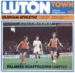 Programme: Luton Town FC vs Oldham Athletic (14th Jan 1978)