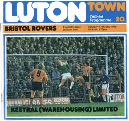 Programme: Luton Town FC vs Bristol Rovers (8th Feb 1978)