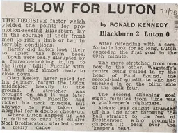 Match Report: Blackburn Rovers vs Luton Town FC (11th Feb 1978)