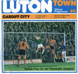 Programme: Luton Town FC vs Cardiff City (4th Mar 1978)
