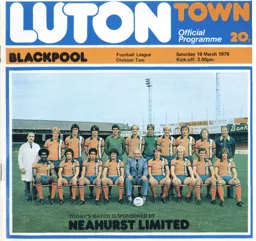 Programme: Luton Town FC vs Blackpool (18th Mar 1978)