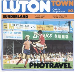 Programme: Luton Town FC vs Sunderland (8th Apr 1978)