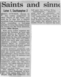 Match Report: Luton Town FC vs Southampton (22nd Apr 1978)