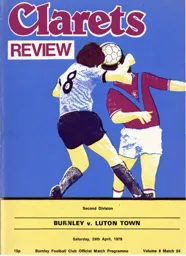 Programme: Burnley vs Luton Town FC (29th Apr 1978)