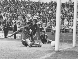 Brian Stein nets the third goal after the ball rebounds off the post