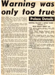 Match Report: Crystal Palace vs Luton Town FC (22nd Aug 1978)