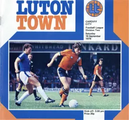 Programme: Luton Town FC vs Cardiff City (16th Sep 1978)