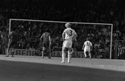 Ex Town player Alan Biley equalises from the spot on the occasion of the first league match between the teams