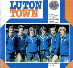 Programme: Luton Town FC vs Crewe Alexandra (3rd Oct 1978)