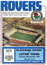 Programme: Blackburn Rovers vs Luton Town FC (14th Oct 1978)