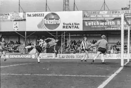 Brian Stein flying header straight into the net