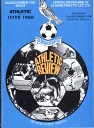 Programme: Oldham Athletic vs Luton Town FC (11th Nov 1978)
