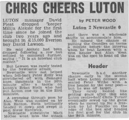Match Report: Luton Town FC vs Newcastle United (18th Nov 1978)