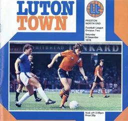 Programme: Luton Town FC vs Preston North End (9th Dec 1978)