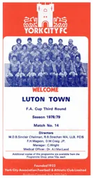 Programme: York City vs Luton Town FC (9th Jan 1979)