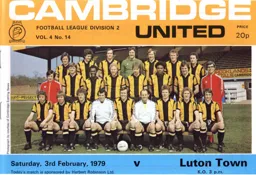 Programme: Cambridge United vs Luton Town FC (3rd Feb 1979)