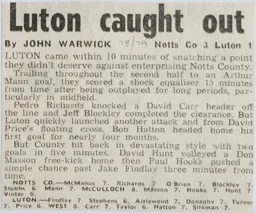 Match Report: Notts County vs Luton Town FC (3rd Mar 1979)