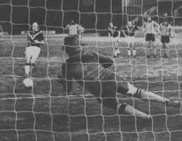 Jake Findlay saves a spot kick but the penalty is ordered to be re-taken