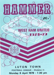 Programme: West Ham United vs Luton Town FC (9th Apr 1979)