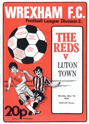 Programme: Wrexham vs Luton Town FC (7th May 1979)