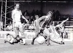 Bob Hatton watches as the ball whizzes across the area