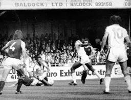 Ricky Hill slams in a shot but no luck this time