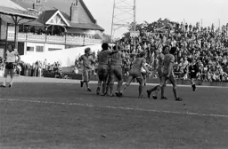 Bob Hatton gets a friendly pat from Ricky Hill after scoring the third goal