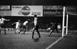 Bob Hatton hits the first of his hat trick