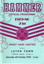 Programme: West Ham United vs Luton Town FC (20th Oct 1979)