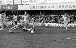 Preston keeper brings down Tony Grealish in the box
