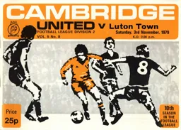 Programme: Cambridge United vs Luton Town FC (3rd Nov 1979)