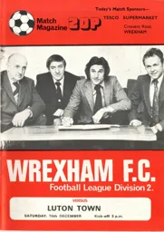 Programme: Wrexham vs Luton Town FC (15th Dec 1979)
