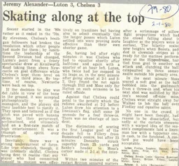 Match Report: Luton Town FC vs Chelsea (1st Jan 1980)