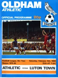 Programme: Oldham Athletic vs Luton Town FC (9th Feb 1980)